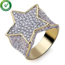 Anéis de diamante masculinos hip hop jóias designer de luxo gelado promessa anel de ouro micro pavimentado cz bling banda punk anel de dedo casamento a281u