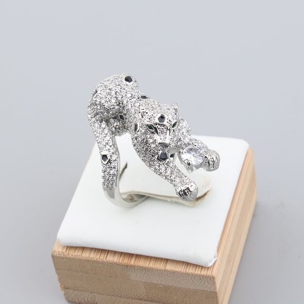 hommes diamant stéréo 3D léopard promesse anneaux bande diamant bijoux fins bagues pour femmes en argent sterling unique 18k cadeau de la Saint-Valentin à la mode unique cool