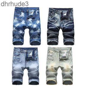 Heren noodlijdende scheurde korte jeans modeontwerp casual knie lengte skinny silm fit shorts hiphop denim streetwear ej2o xl21