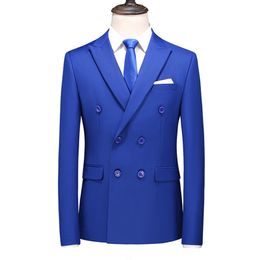 Mens Double Breasted Blazer Solid Business Formele Bruiloft Slim Fit Pak Jacket Plus Size 6XL Heren Formele Tuxedo Casual Blazers 220409