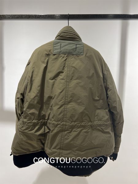 Parka en duvet pour hommes automne et hiver couture col à fermeture éclair doudoune kaki armée vert manteau décontracté