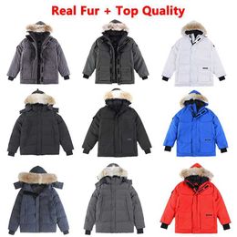 Mens Down Parkas 14 couleurs Designer Vêtements Top Qualité Canada G08 G29 Parka Wyndham Wolf Real Fur Mens Down Jacket Expedition Femmes Manteau Hiver Parka Ladys Manteau Blanc