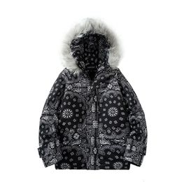Heren Down Parkas American Winter Jacket Men Bandana Trendy Brand Hiphop Oversize Cotton Peded Coat Women Furted Doek Harajuku 221129