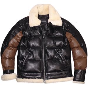 Parka en duvet pour hommes B3, manteau en peau de mouton, Style militaire, couleurs mélangées, veste d'hiver 230923