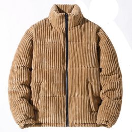 Hommes vers le bas Parkas mode hiver veste épais chaud Streetwear coton manteau col montant couleur unie fermeture éclair vêtements d'extérieur 221207