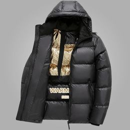 Mens Down Parkas Moda Invierno Jacktet Negro Oro Cálido Con Capucha CottonPadded Chaquetas Outwear Marca De Lujo Abrigos Hombre Suelto Grueso 231016