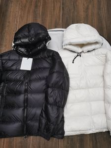 Parkas de plumón para hombre para invierno, chaqueta de diseñador, abrigo de plumón para mujer, ropa cálida para exteriores con letra, ropa con capucha blanca y negra S-2XL