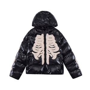 Heren Down Parkas Hip Hop Winter Skelet Jack Streetwear Coat Glanzen Dikke Warm Bone Print Harajuku Y2K Male Puffer Parker Jackets 221205