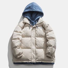 Hommes vers le bas Parkas lisible veste d'hiver hommes décontracté ample épaissir chaud solide col montant manteau homme 230923