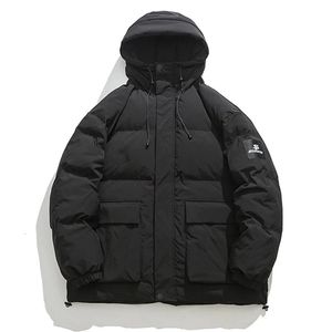 Mens Down Parkas Legible Winter Jacket Men Casual Loose Thicken Warm Solid Stand Collar Coat Man 231206