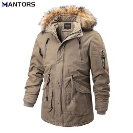 Heren Down Parkas mantoren winterjas dikker capuchon bont kraag casual jas afneembare hoed fleece warme mannelijke winddichte bovenkleding 220923