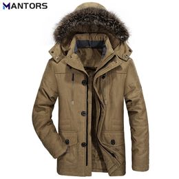 Mens Down Parkas MANTORS Winter Men Hooded Parkas Casual Coats Fleece Liner Faux Fur Plus Velvet Thick Warm Men Chaquetas Moda ropa Abrigo 7XL 220912