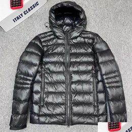Mens Down Parkas Men Black Crofton Jacket Lightweight Designer Coat Slim-Fit Recycled Nylon-Ripstop Hooded 2Xl Drop Delivery Apparel C Dhdzv