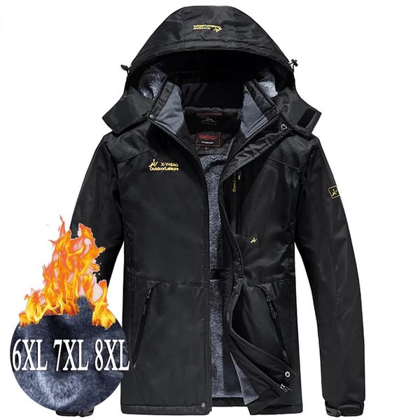 Hommes vers le bas Parkas hommes épais coupe-vent imperméable vestes doublure en laine neige Ski manteaux à capuche mâle Parka grande taille veste d'hiver 231109