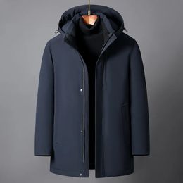 Heren Down Parka Middelbare Leeftijd Mannen Jas Winter Hoge Kwaliteit Merk Liner Afneembare Witte Eend Jas Capuchon Dikke Warme 231018