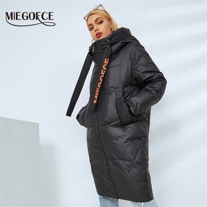 Heren Down Parkas Miegofce Winter Women Dikke High Collar Hood Parkas Lange knie Bright Colors Big Pockets Jacket Vrouw uit het kader D21517 220930