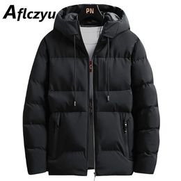 Hombre abajo Parkas chaqueta acolchada hombres invierno abrigos gruesos moda casual color sólido con capucha masculino abrigo cálido negro gris 231206