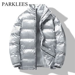 Heren Down Parkas Parklees Silver Bubble Gedekte jas voor mannen Winter Bright Print katoen jas mode casual warme ritssluiting uit het kader homme 220902