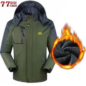 Parkas pour hommes, grande taille 6XL 7X 8XL, manteaux chauds d'hiver pour hommes, velours épais, imperméable, coupe-vent, veste à capuche, polaire, pardessus de tourisme 230922