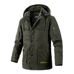 Mens Down Parkas Rétro Tactique Automne Mode Solid Field Coupe-Vent Vêtements D'hiver Rembourré Épaissi À Capuche Casual Jacke 221129