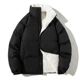 Parkas de plumón para hombre chaqueta de invierno gruesa y cálida chaqueta de invierno holgada sólida para hombre cuello alto acolchado de lana park chaqueta Harajuku para hombre 231213