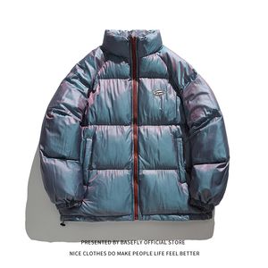 Mentes Down Parkas épais chauds Simple Solid Gradient Couleur d'hiver Veste bouffeur de bombardier Unisexe Femme Parka Couple High Streetwear Coat Hip Hop 221129