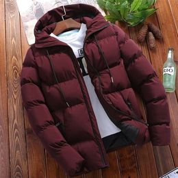 Mens Down Parkas Thick Winter Men Casual Parkas Hoodie Color sólido Cremallera Warm Korean Style Fitness Fashion Mens Coat 221010