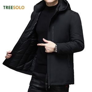 Mens Down Parkas TREESOLO Mens Winter Warm Thick Parkas Plus Size Cotton Desmontable Hat Jacket Men 5XL Outwear Pocket Men 5XL Classic Coat 221010