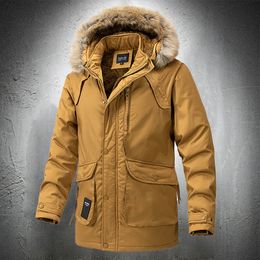 Heren donsparka's Warme parka's voor mannen met capuchon Bont Capuchon Wintermode Kleding Plus Size Outdoor Fleece Lind-jassen 230921