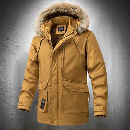 Heren donsparka's Warme parka's voor mannen met capuchon Bont Capuchon Wintermode Kleding Plus Size Outdoor Fleece Lind-jassen 231016