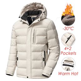 Heren Down Parkas Winter Classic Casual waterdichte warme dikke fleece jas jas Autumn Out -wear Vintage Hat Pocket Parka 221128