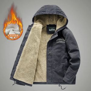 Heren Down Parka Winter Katoenen Jassen Capuchon Lam Bontvoering Pluche Jas Koude Verdikking Mode Motorfiets 231129