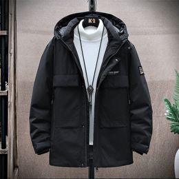 Hommes Vers Le Bas Parkas Hiver Vers Le Bas Veste Tops Hommes À Capuche Casual Duvet De Canard Blanc Puffer Vestes Jeune Homme Mode Affaires Lâche Survêtement Manteaux 220902