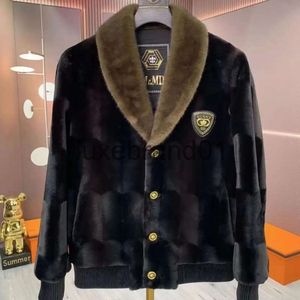 Heren Down Parkas Winter Faux Mink Fur Jackets for Men Turndown Collar Luxury Coats 231124
