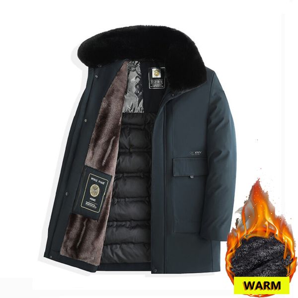 Parkas de plumón para hombre Chaqueta de invierno Agregar forro polar Grueso Acolchado Casual Cálido Otoño Desmontable Abrigo con cuello de piel sintética Clásico Negro 221129