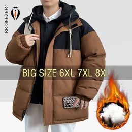 Hommes vers le bas Parkas vestes d'hiver hommes manteaux coton rembourré surdimensionné 6XL 7XL 8XL grande taille épaissir chaud coupe-vent à capuche lâche mâle pardessus 231018