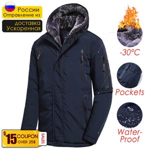 Heren Down Parkas Winter Lang Casual Dikke Fleece Hood Waterdichte jasjacht Outparty Vintage Pocka Parka 60 Plus Maat 221207