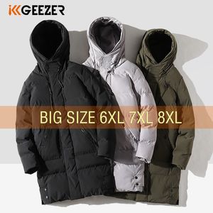 Hommes Down Parkas Hiver Longues Vestes Hommes Coton Manteaux Chauds Plus Taille 6XL 7XL 8XL Sweat À Capuche Oversize Coupe-Vent Lâche Noir Imperméable Rembourré 221129