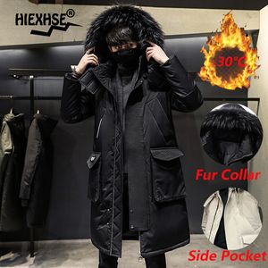Mens Down Parkas Winter Male Casual Long Parka Overcoat Outdoor Multipocket Warm Thick Men White Duck Jacket Hooded Puffer Jackets Coat 221207