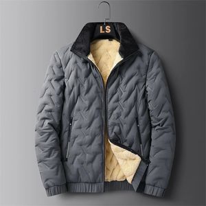 Hommes vers le bas Parkas hiver chaud veste noir gris épais coton berbère polaire thermique col montant manteau homme coupe-vent décontracté grande taille 8xl 231206