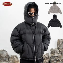 Hommes vers le bas Parkas ZODF hommes hiver coton doublure vestes à glissière unisexe épais chaud coton rembourré vêtements manteaux à capuche outwear HY0260 231009