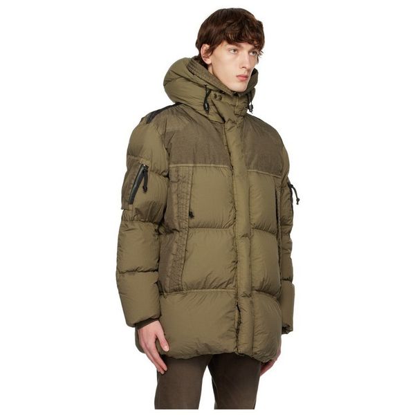 Mens Downs Coats Nylon Badge Green Down Veste à manches longues pour l'hiver