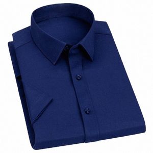 Hommes Dr Casual Chemise en soie glacée à manches courtes Blanc Bleu Chemise masculine pour hommes Marque sociale Chemises de fête de mariage Top Qualité 92pp #