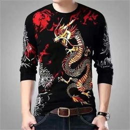 Hommes Dragon Tiger T-shirt Casual 3D imprimé à manches longues Magic Animal Graphic Top Tees High Street Pattern Tops Hommes Hip Hop Tee 240223
