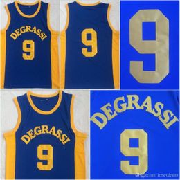 Maillot de basket-ball du film de l'école communautaire DEGRASSI #9 Drake Jimmy Brooks pour hommes 100% cousu bleu S-XXL