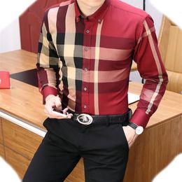 Vestido masculino vestuário designer casual fino ajuste manga longa camisa de negócios masculino dot print outono formal camisas de algodão dos homens marca #02224F
