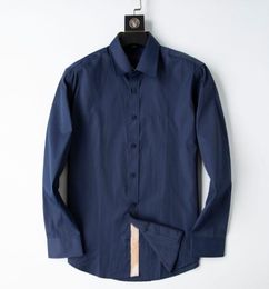 Heren casual overhemden Luxe high-end slank zijden T-shirt met lange mouwen Casual zakelijke kleding geruit merk #0066