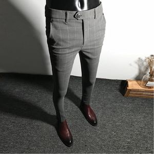 Mens Dress Pants Men Solid Color Slim Fit mannelijk Sociaal bedrijf Casual Skinny Suit broek Aziatische maat 28-34