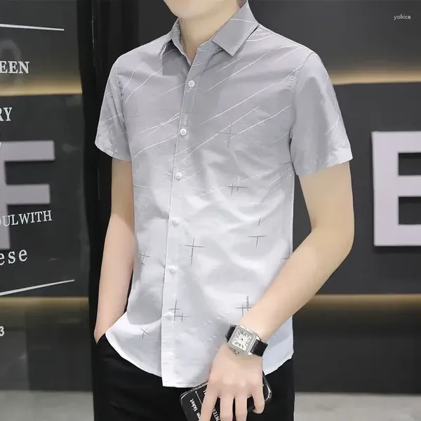Chemises habillées pour hommes Vêtements pour hommes Chemise à carreaux et chemisier de style coréen formel avec manches de poche en coton régulier Xxl I A7R0