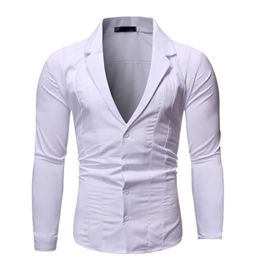 Camisas de vestir para hombre Camisa de manga larga Sólido Botón simple Cardigan Casual Slim Fit Moda Ropa de alta calidad Negro Blanco Drop Entregar DHPED